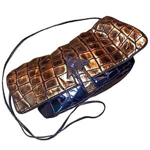 Vintage Colini 80s Leather statement purse black & gold EUC